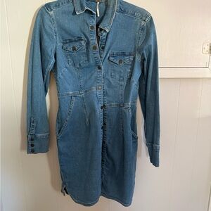Free People Blue Denim Long Sleeve Dress